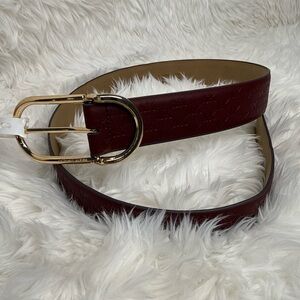 Michael Kors Burgundy Fashion Belt Gold Buckle Women Size S